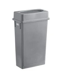 Clark Food Service Equipment 475WH23GYKT 23 Gallon Slim Rectangular Trash Can and Gray Drop Shot Lid, Gray